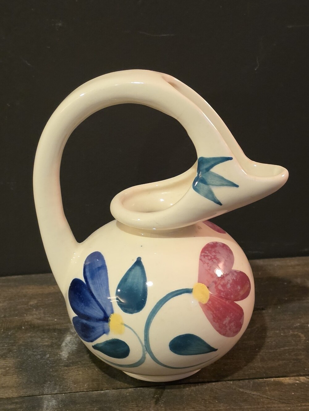 Vintage Purinton Slip Ware Pottery Honey Jug Petals Pattern Syrup Pitcher 1950s
